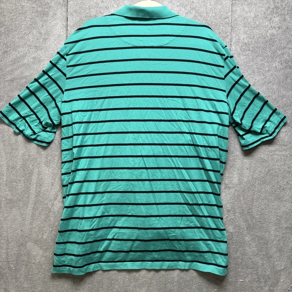 Polo Golf Ralph‎ Lauren Shirt Mens XXL Green Stripe Silk Blend Preppy Turquoise